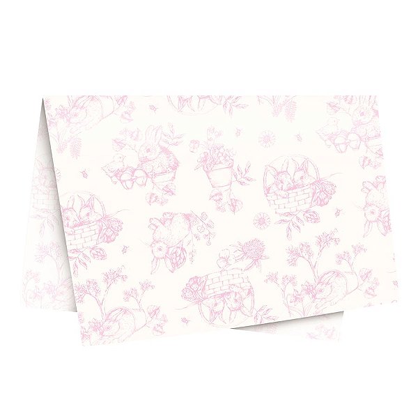 Folha de Papel Seda Decorado 44x69 - Clássico Francês Rosa - 10 Unidades - Cromus Páscoa - Rizzo