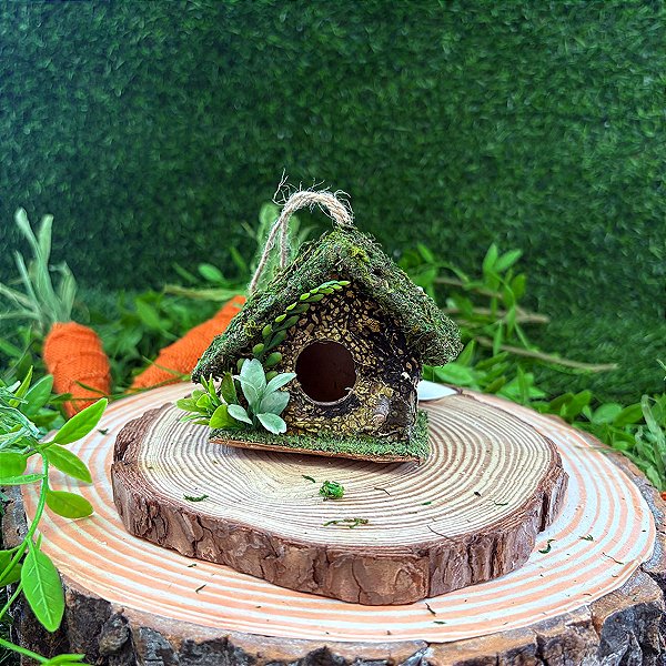 Casa de Passarinho em Madeira com Musgo Rústico - Cromus - 01 un - Rizzo