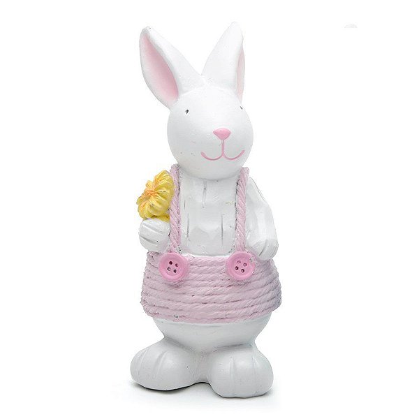Coelhinha Decorativa Resina Jardineira Rosa - Cromus - 01 un - Rizzo