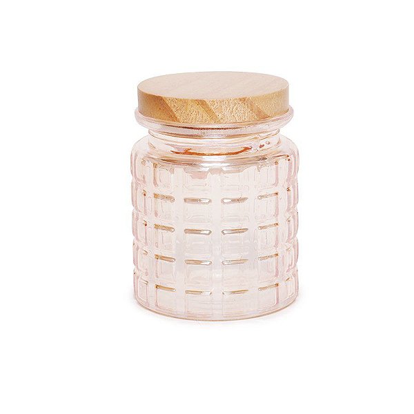 Pote de Vidro Quadriculado Amarelo com Tampa 280 mL - Cromus - 01 un - Rizzo