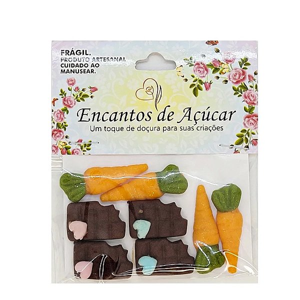 Confeitos de Açúcar Cenouras Com Chocolate Preto - 8 unidades - Rizzo