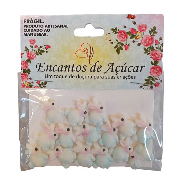 Confeitos de Açúcar Coelhinhos Sortidos - 15 Unidades - Encantos de Açúcar - Rizzo