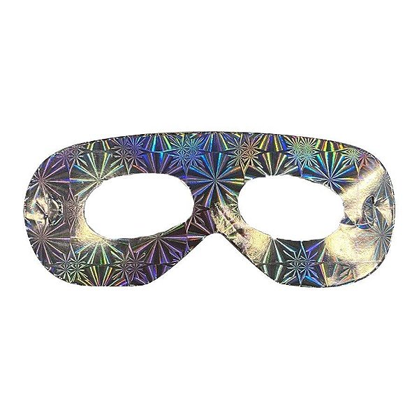 Máscara de Carnaval em Papel Holográfico - Prata - Mod 6934 - 12 unidades - Rizzo