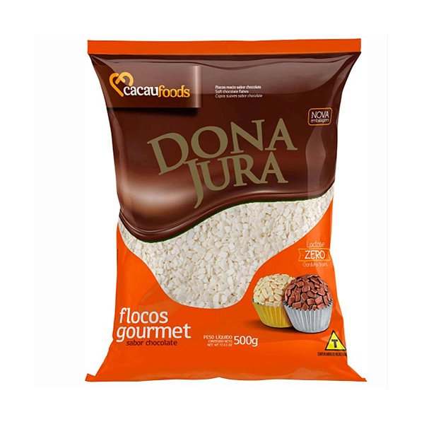 Flocos Gourmet Sabor Chocolate Branco - Zero Lactose 500g Dona Jura - 01 Unidade - Cacau Foods - Rizzo