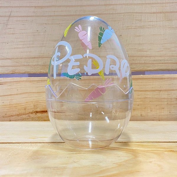 Ovo Acrílico Personalizado Cenoura Transparente P - 01 unidade - Rizzo Confeitaria