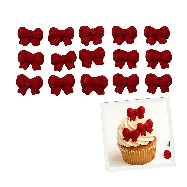 Mini Confeito - Laços Pequenos Vermelho - 15 Unidades - Abelha Confeiteira - Rizzo