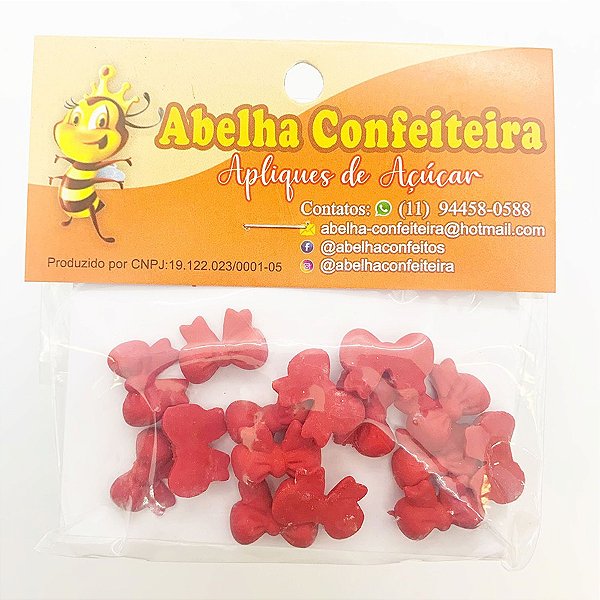 Mini Confeito - Laços Pequenos Vermelho - 15 Unidades - Abelha Confeiteira - Rizzo
