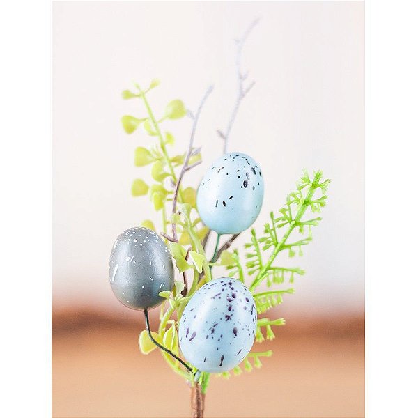 Galho Pick Decorativo De Páscoa com Ovo - 21cm - 1 unidade - Rizzo