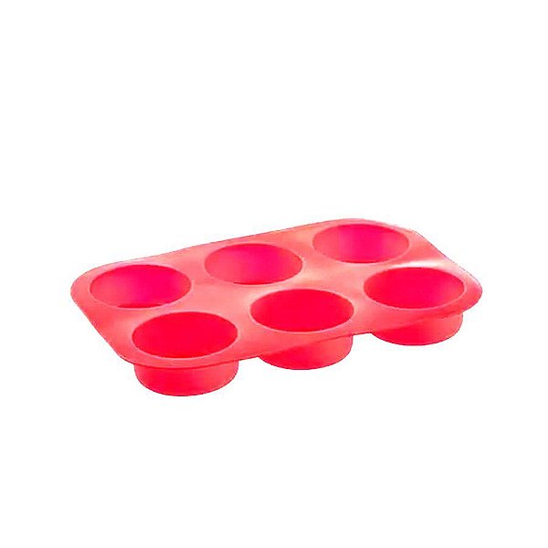 Forma para 6 Cupcakes em Silicone Vermelha - 1 unidade - Mimo Style - Rizzo