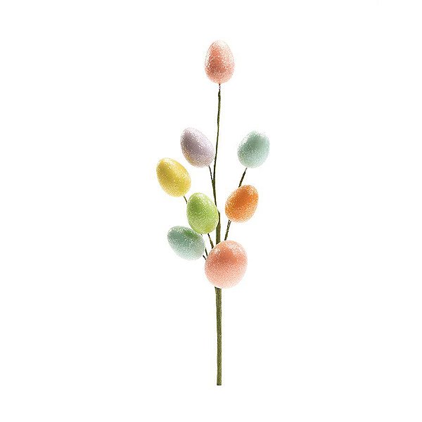 Galho Pick Decorativo de Páscoa - Ovos Coloridos Brilhantes - 38cm - 1 unidade - Cromus - Rizzo