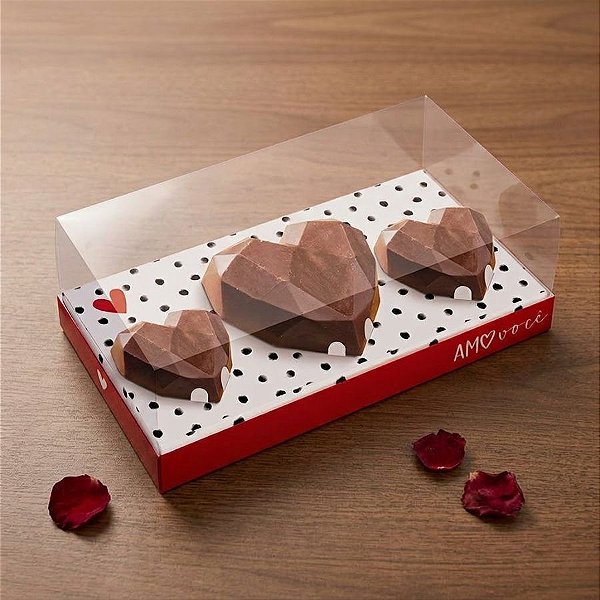 Caixa Coração Lapidado para 3 Corações 200/18/18 g Tanto Amor - 6 Unidades - Cromus - Rizzo