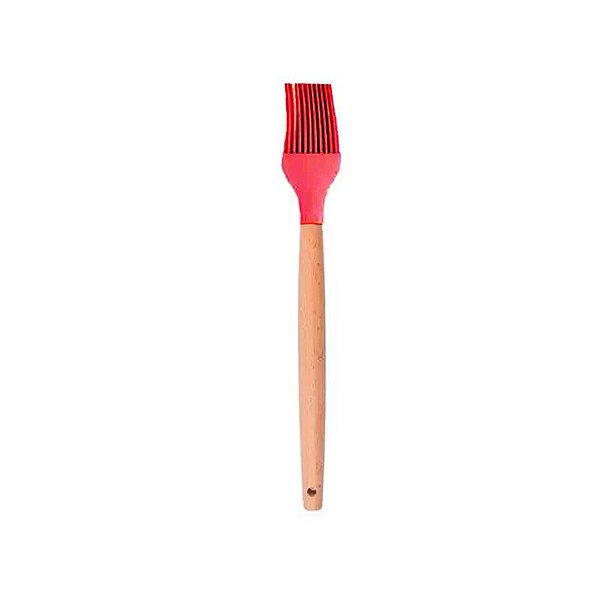 Pincel de Silicone com Cabo de Madeira 27 cm - Vermelho Escarlate - 1 unidade - Wellmix - Rizzo