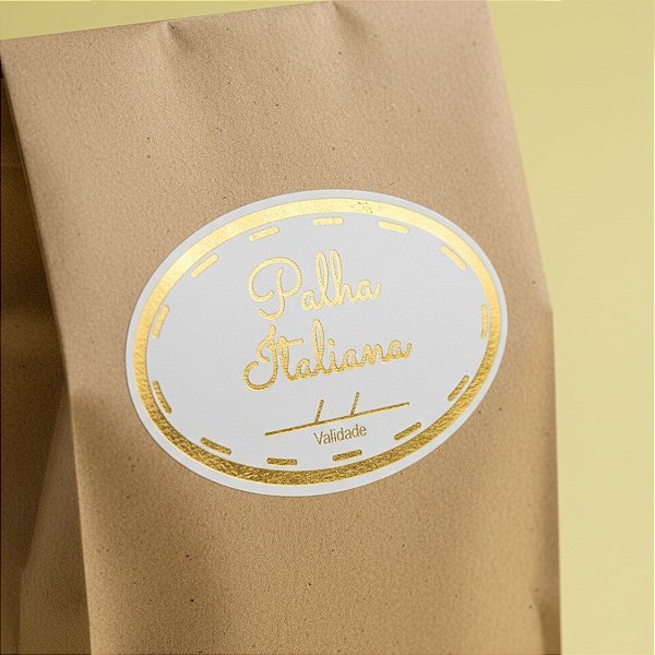 Adesivo "Palha Italiana com Validade" - Ref.2015 - Hot Stamping - Dourado - 100 unidades - Stickr - Rizzo