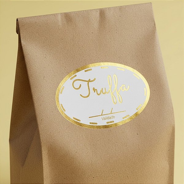Adesivo "Truffa com Validade" - Ref.2014 - Hot Stamping - Dourado - 100 unidades - Stickr - Rizzo