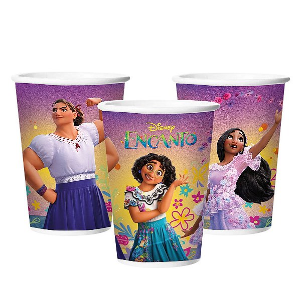 Copo Papel 180mL Encanto - 12 Unidades - Regina Festas - Rizzo Confeitaria.