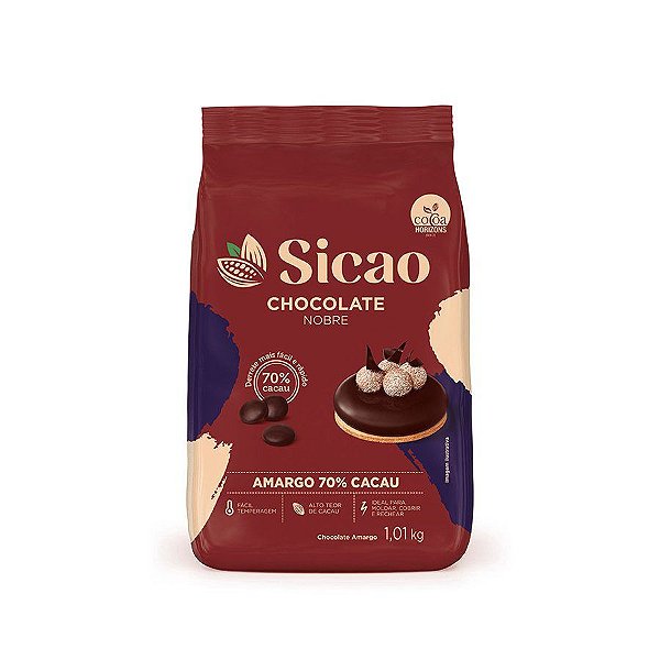 Chocolate Nobre Amargo 70% Cacau - Gotas - 1,01 kg - 1 unidade - Sicao - Rizzo