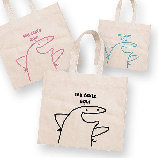 Sacola de Algodão Cru 30x40cm para Presente Personalizado Flork Meme - Risada - 01 unidade - Rizzo Confeitaria