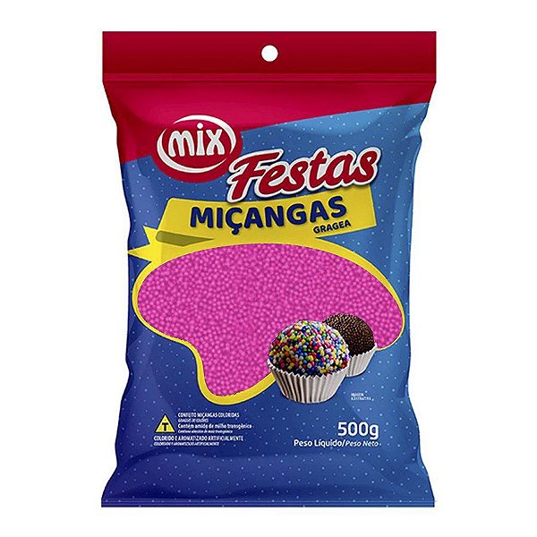 Confeito Miçanga Rosa - 500g - 1 Unidade - Mix -