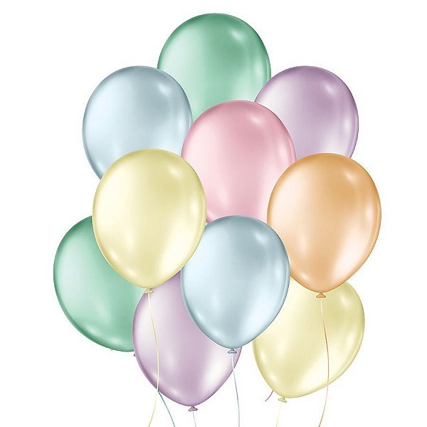 Balão de Festa Látex Perolado - Sortido - 25 Unidades - Balões São Roque - Rizzo Balões