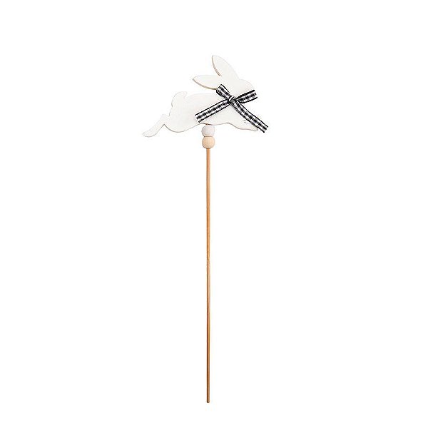 Pick Decorativo de Páscoa - Coelhinho Deitado Correndo de MDF - 01 unidade - Cromus - Rizzo