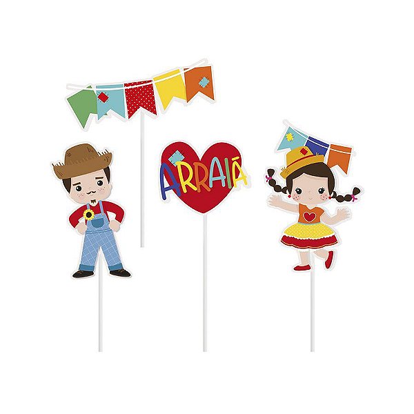 Topo De Bolo Balance Arraiá - 1 Unidade - Cromus - Rizzo Confeitaria