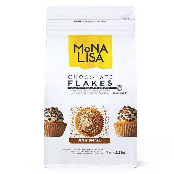 Chocolate Flakes -  Milk Small - Chocolate Belga Ao Leite em Flocos Pequenos - 1 kg - Mona Lisa - Rizzo