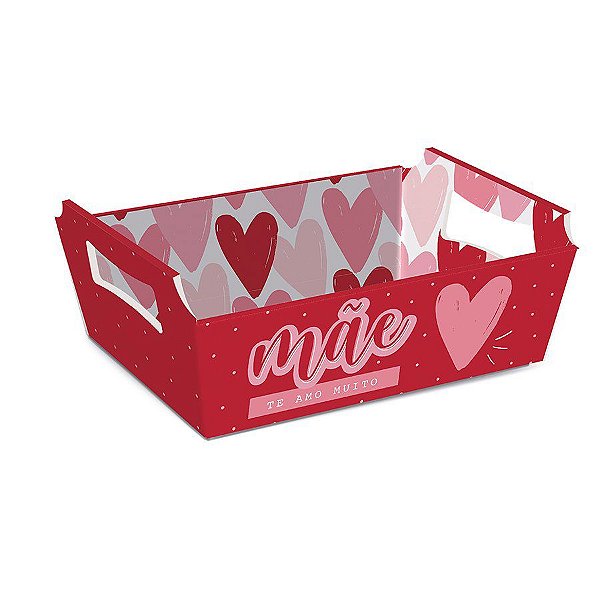 Cesta de Papel Cartão Dia das Mães - 27 x 18,5 x 9,5 cm - 1 unidade - Cromus -