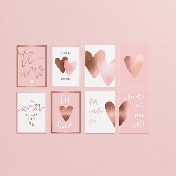 Kit Cartaz Decorativo Romântico Rose Gold Sortidos - 8 Unidades - Cromus - Rizzo