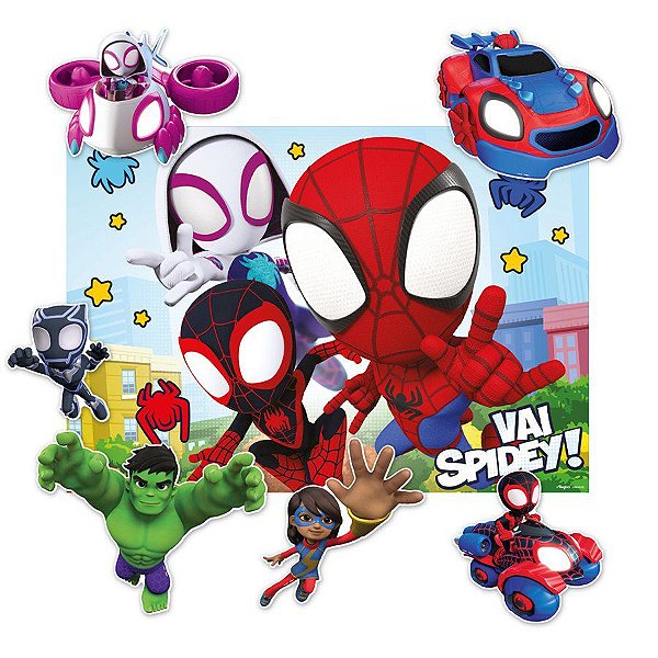 Kit Decorativo Painel e Personagens - Festa Spidey e Seus Amigos - 1 unidade - Regina - Rizzo
