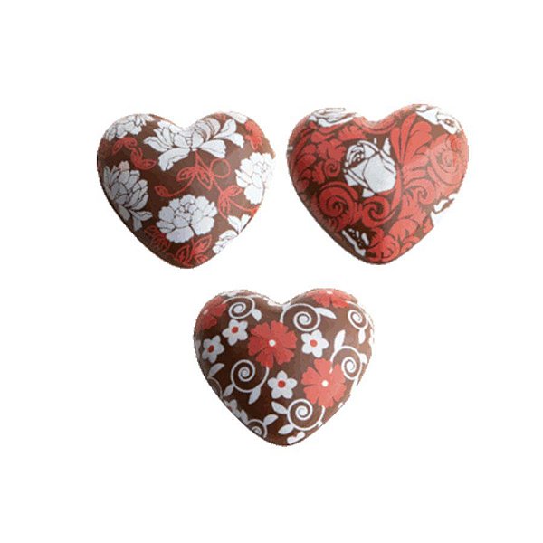 Blister Decorado com Transfer Para Chocolate - Coração - Rosas - BL00013 - 1 Unidade - Stalden - Rizzo