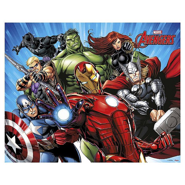 Painel Plástico Decorativo - Avengers Animated - 1mx78cm - Disney Original