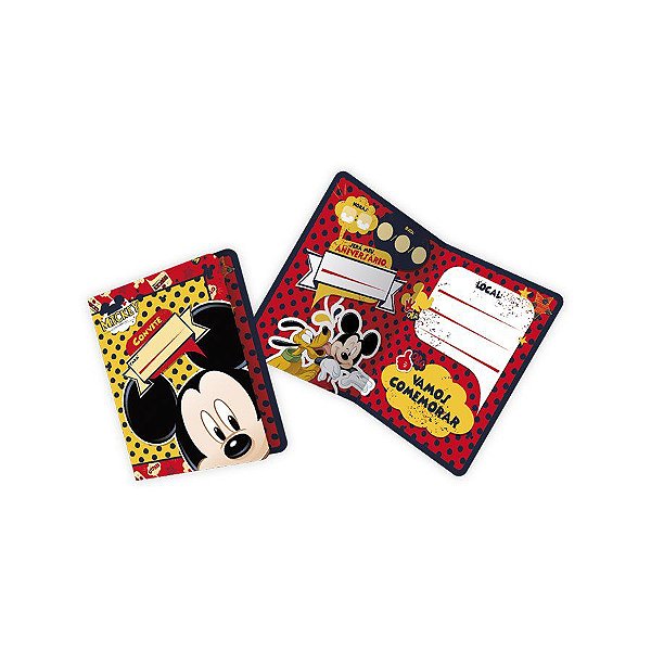 Convite de Aniversário Mickey Mouse - 12 unidades - Regina Festas - Rizzo Confeitaria