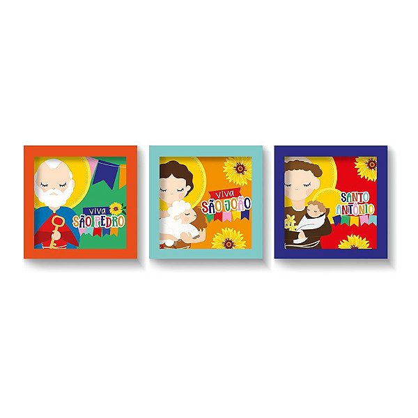 Quadro Moldura Viva São João - 3 Unidades - Cromus - Rizzo Confeitaria