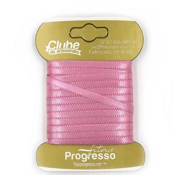 Fita em Cetim - Cor 240 Rosa Escuro - 10 m x 4 mm - 1 unidade - Fitas Progresso - Rizzo Confeitaria