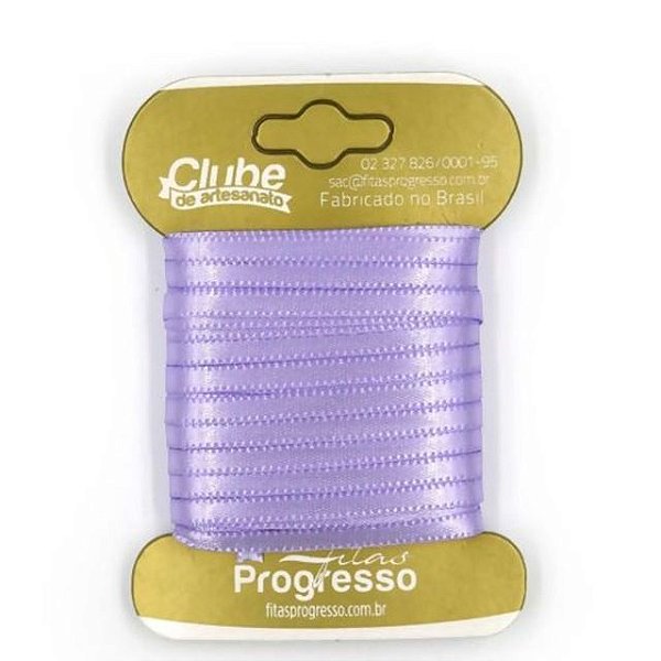 Fita em Cetim - Cor 245 Lilas - 10 m x 4 mm - 1 unidade - Fitas Progresso - Rizzo Confeitaria