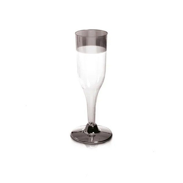 Taça Champagne Descartável de Luxo Prata 120mL - 6 Unidades - Cromus - Rizzo Confeitaria