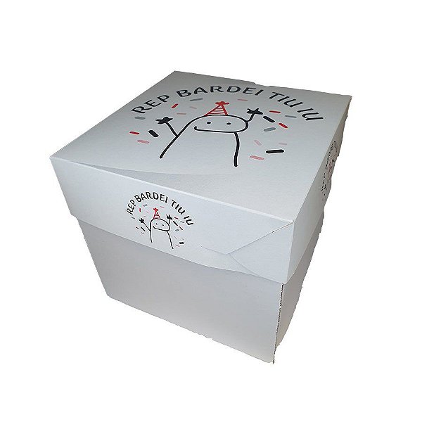 Caixa Cubo para Doces "Rep Bardei Tiu Iu" Grande - 27x27x27cm- 1 unidade - Packaging Works - Rizzo