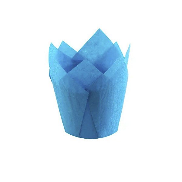 Forma Tulipa Forneáveis Azul - 25 Unidades - Ecopack - Rizzo Confeitaria