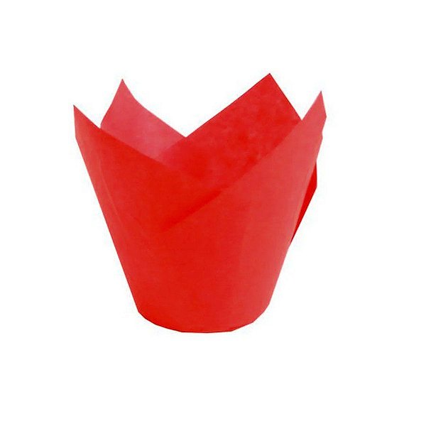 Forma Tulipa Forneáveis Vermelho - 25 Unidades - Ecopack - Rizzo Confeitaria