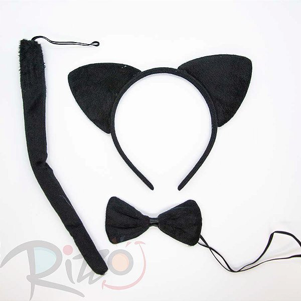 Kit Fantasia de Carnaval - Gatinho - Preto  - Mod:378 - 01 unidade - Rizzo
