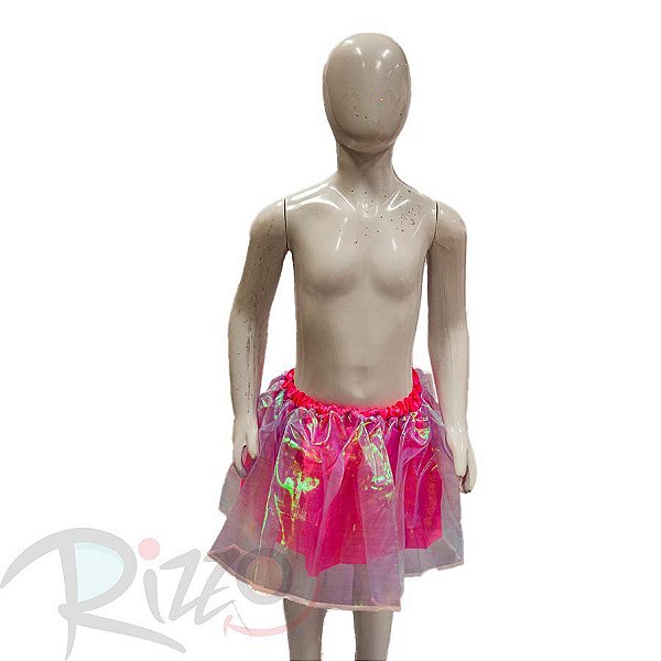 Saia Infantil Cetim - Pink com Tule Furta cor - Mod:580 - 01 unidade - Rizzo Confeitaria