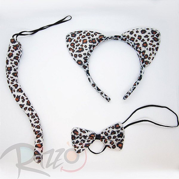Kit Fantasia Carnaval  - Onça - Branco - Mod:6261 - 01 unidade - Rizzo