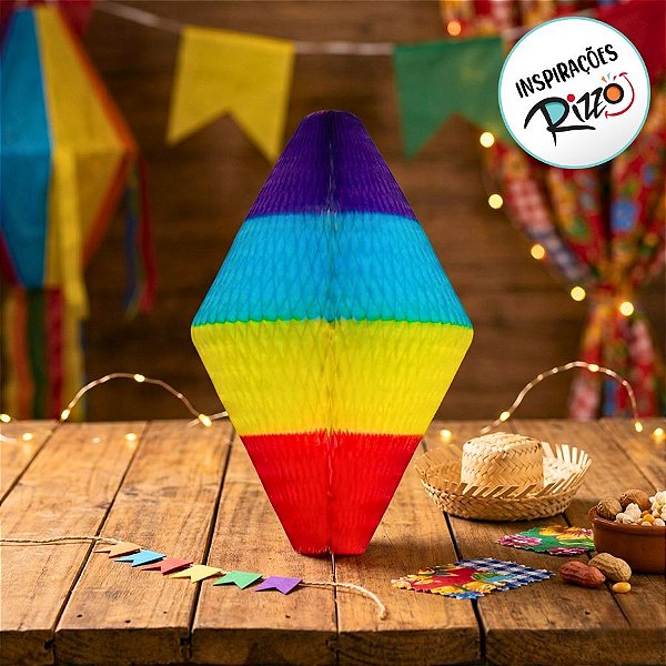 Balão Oriental 24 Cm - Enfeite Papel de Seda - Colmeia - 1 Unidade - Girotoy - Rizzo Confeitaria