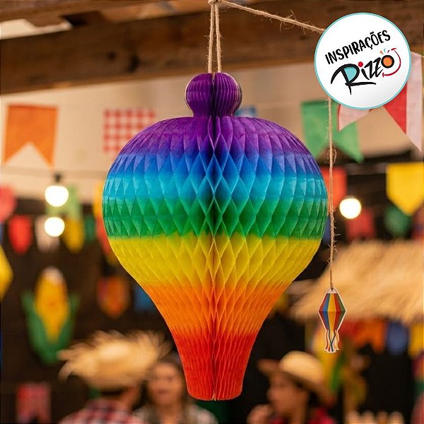 Balão Carrapeta 680 MM - Enfeite Papel de Seda - Colmeia - 1 Unidade - Girotoy - Rizzo Confeitaria