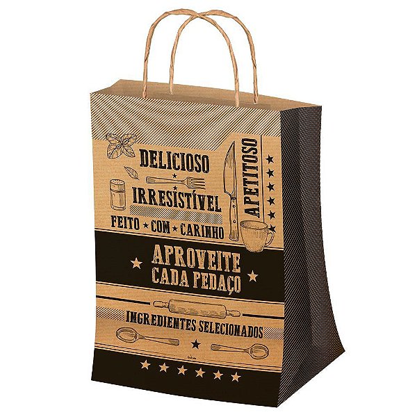 Sacola M 29,5x23,5cm Kraft - 50 unidades - Food Service Festcolor - Rizzo