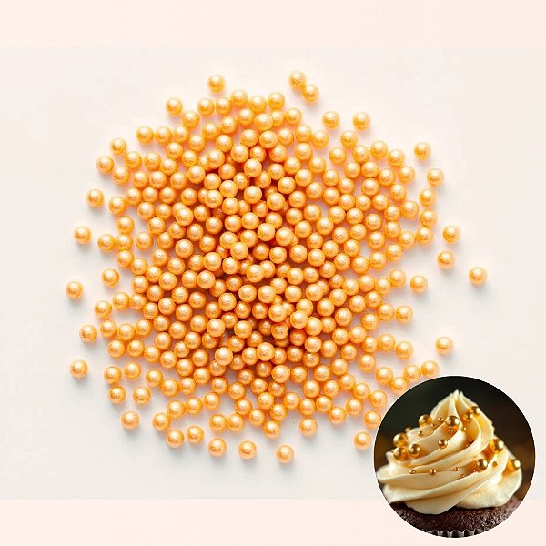 Mini Confeito - Pérolas Dourada Mini - 40 gramas - Abelha Confeiteira - Rizzo