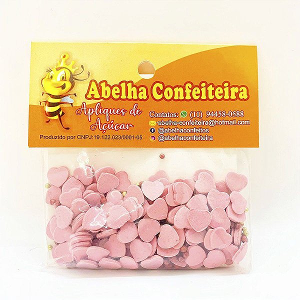 Mini Confeito - Coração Rosê - 20 gramas - Abelha Confeiteira - Rizzo