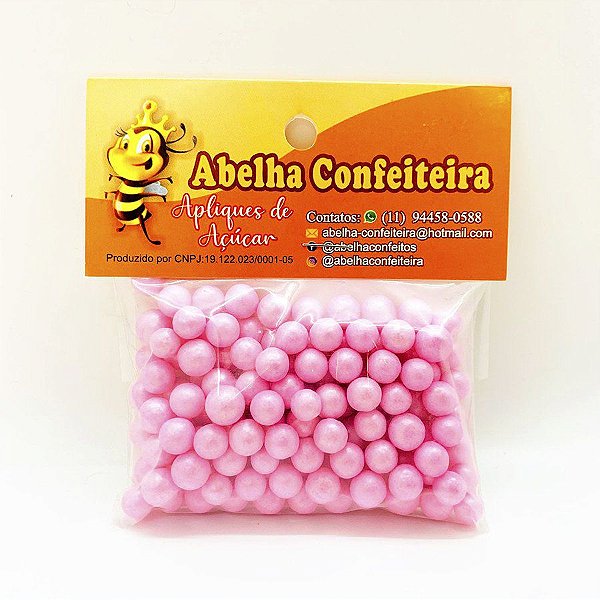 Mini Confeito - Pérolas Rosa G - 60 gramas - Abelha Confeiteira - Rizzo