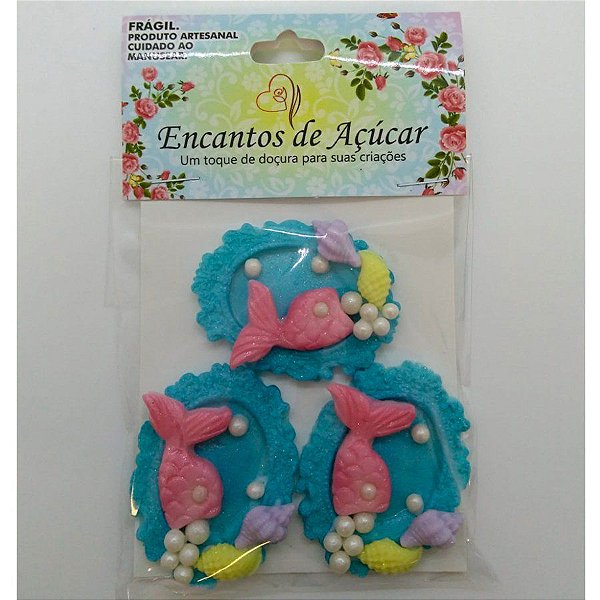 Confeito de Açúcar p/ Acabamento - Mini Cauda de Sereia - 1 unidade - 3 Peças - Rizzo