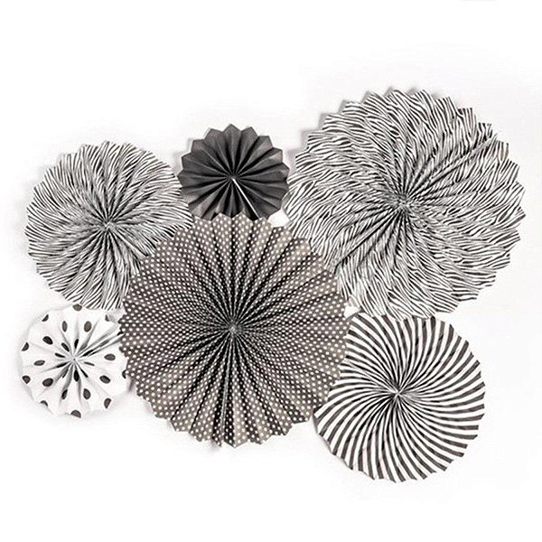 Enfeite Decorativo Leque Liso - Preto - 06 Unidades - Art Lille - Rizzo